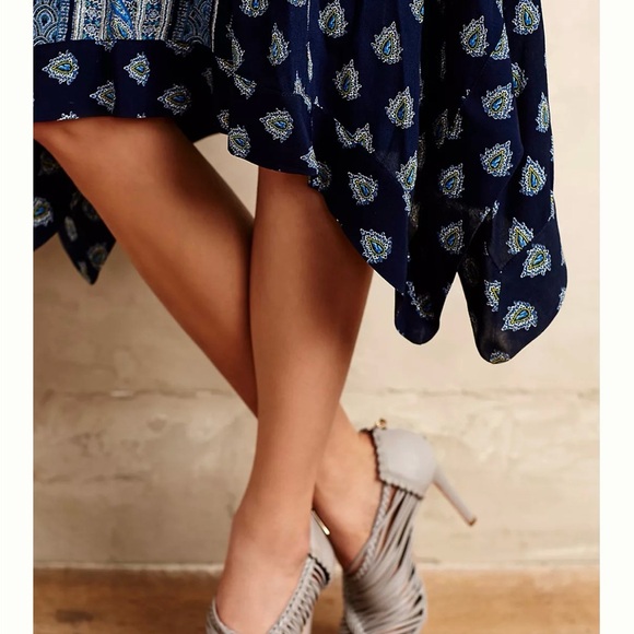 Anthropologie Maeve Navy and Light Blue High Low Dress - Picture 4 of 5